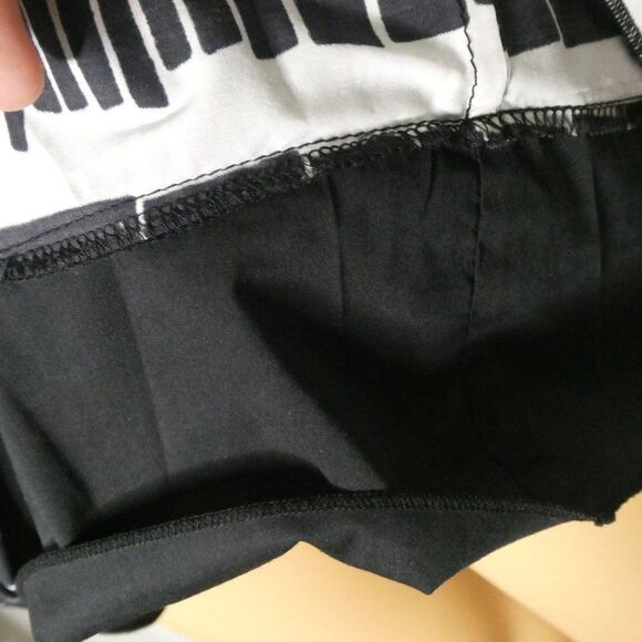 BCBGMaxazria Diana Layered Ruffle Striped Mini Dress XS Split Neck Black White - Picture 6 of 7